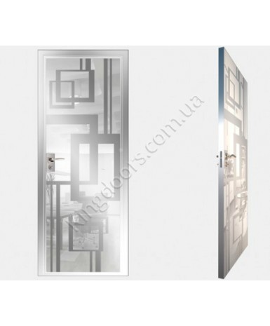Межкомнатные стеклокаркасные двери. Модель "18 MW". Фабрика Аксиома. Покрытие зеркало. Цвет моноколор белый